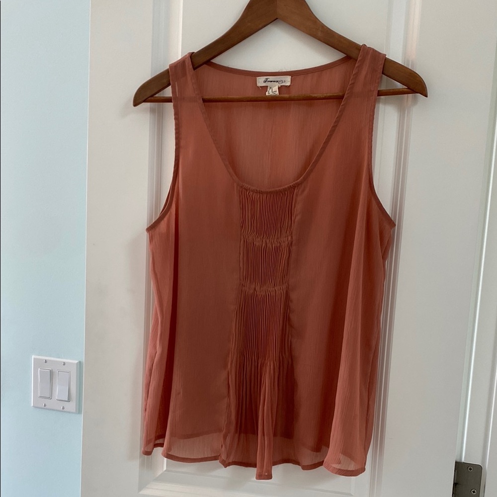 Forever 21 Red/Brown Sheer Tank Top with Scoop Neckline